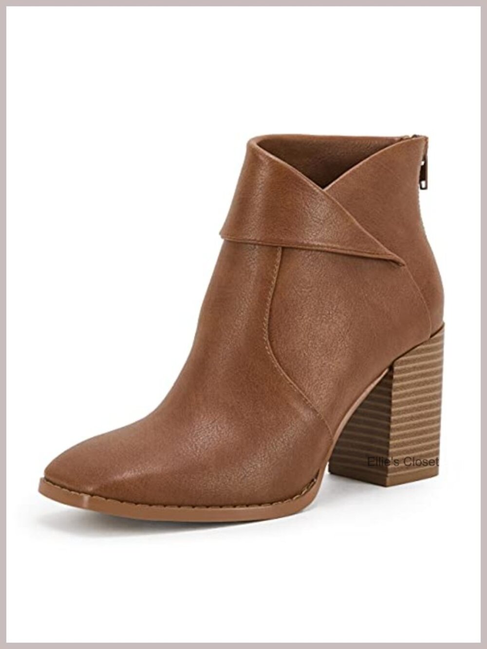 Women's Square Toe Ankle Boots High Chunky Stacked Heel Slip On Criss Cross